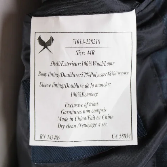 Cardinal of Canada NWT Wool Sport Coat Size 44R US In Dark Green w/ Navy Plaid